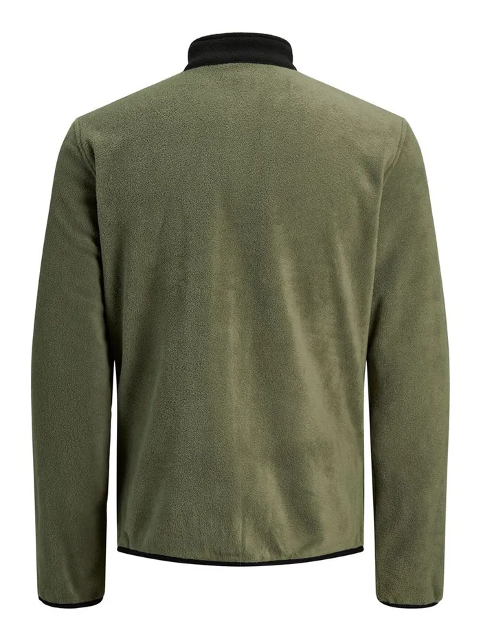 Jackets JACK and JONES Mens HIGH NECK FLEECE JACKET Green Dusty Olive