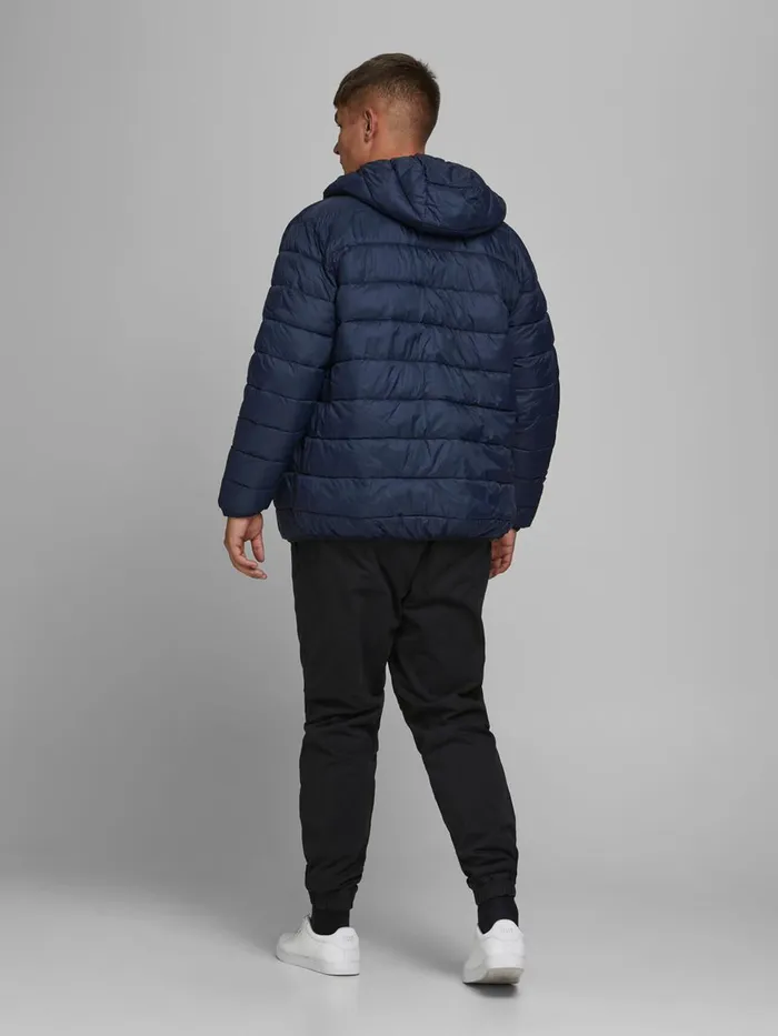 Jackets JACK and JONES Mens HOODED PLUS SIZE PUFFER JACKET Blue Navy Blazer