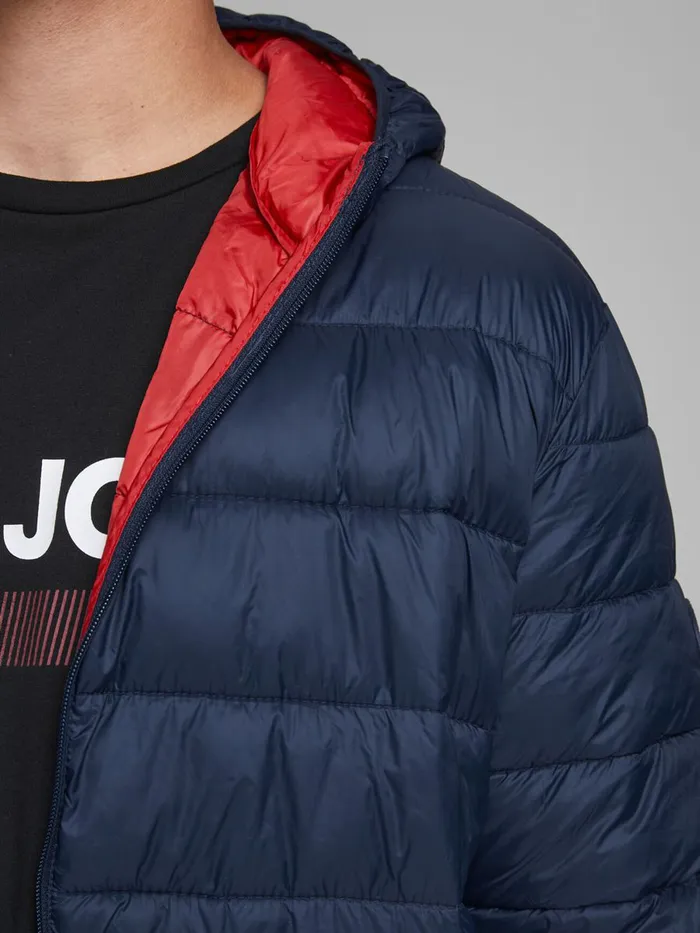 Jackets JACK and JONES Mens HOODED PLUS SIZE PUFFER JACKET Blue Navy Blazer