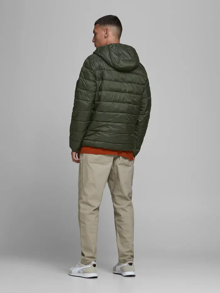 Jackets JACK and JONES Mens HOODED PUFFER JACKET Green Rosin