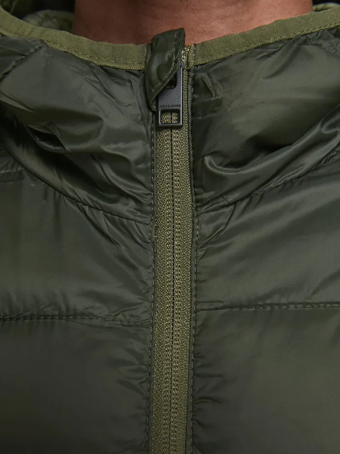 Jackets JACK and JONES Mens HOODED PUFFER JACKET Green Rosin