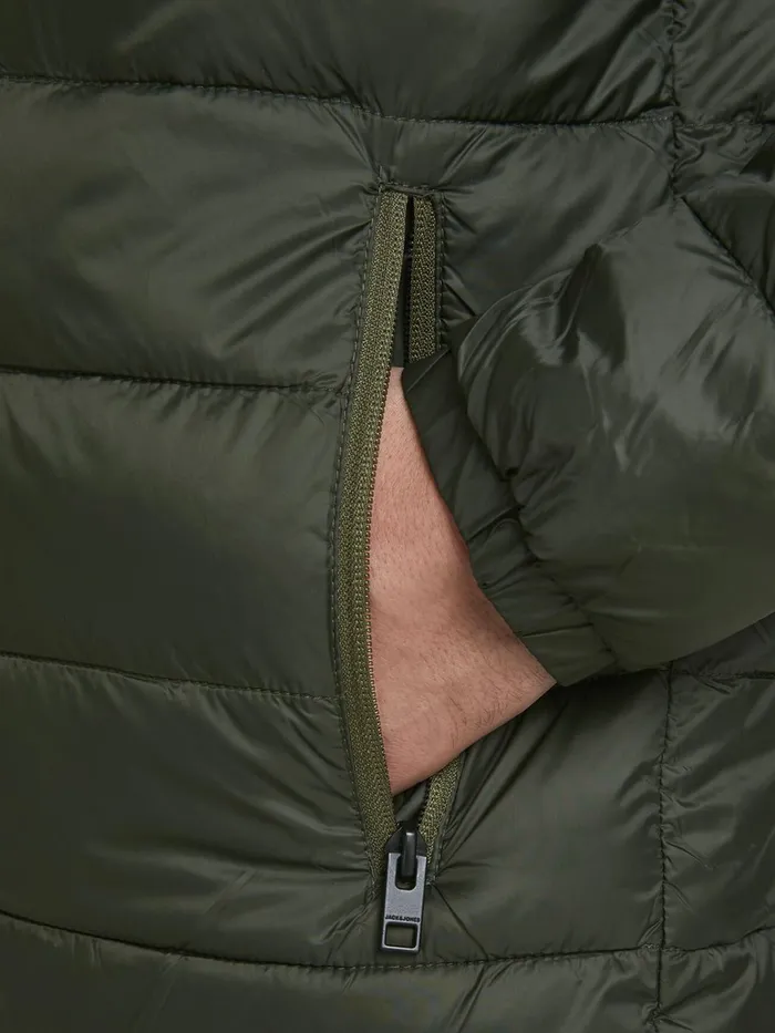 Jackets JACK and JONES Mens HOODED PUFFER JACKET Green Rosin