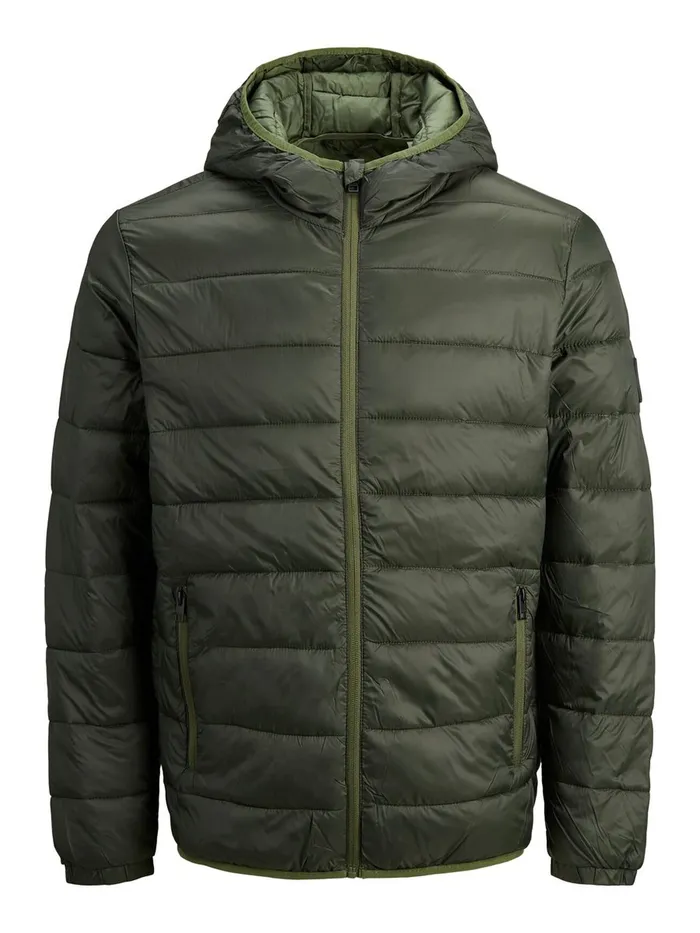 Jackets JACK and JONES Mens HOODED PUFFER JACKET Green Rosin