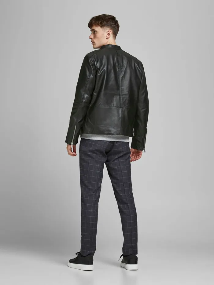 Jackets JACK and JONES Mens LAMB LEATHER JACKET Black Black