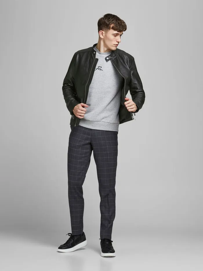 Jackets JACK and JONES Mens LAMB LEATHER JACKET Black Black