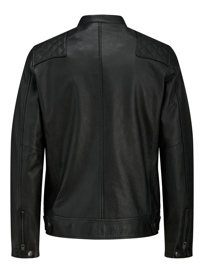 Jackets JACK and JONES Mens LAMB LEATHER JACKET Black Black