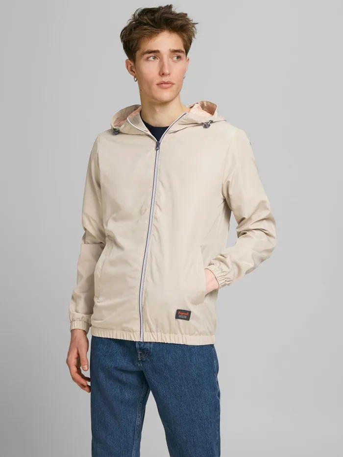 Jackets JACK and JONES Mens MESHLINED HOOD JACKET Beige Crockery