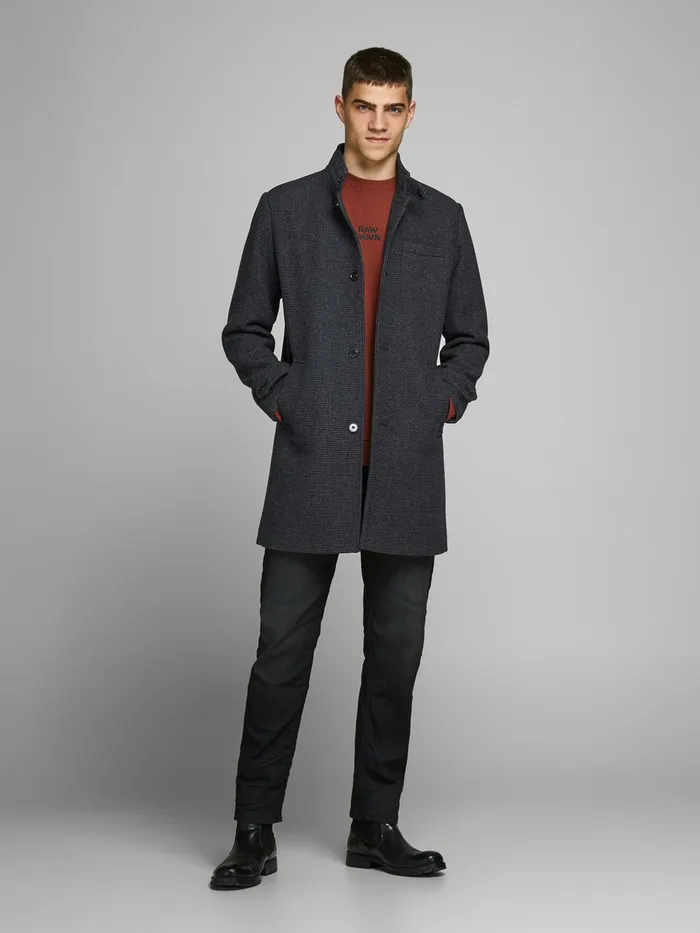 Jackets JACK and JONES Mens RECYCLED WOOL COAT Grey Dark Grey Melange