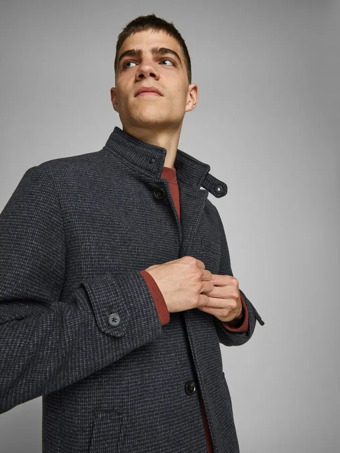 Jackets JACK and JONES Mens RECYCLED WOOL COAT Grey Dark Grey Melange