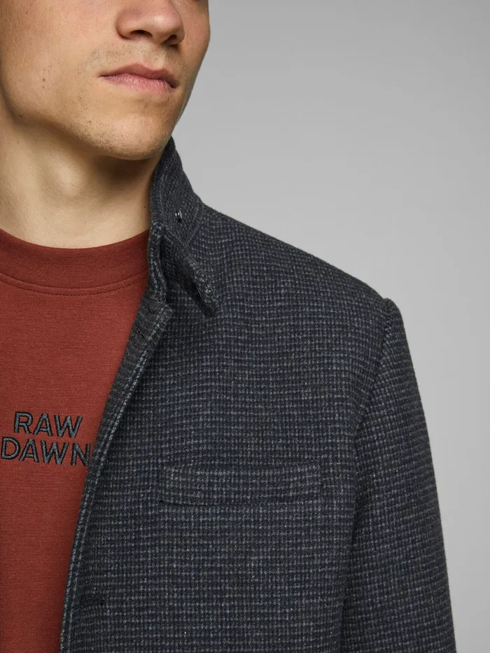 Jackets JACK and JONES Mens RECYCLED WOOL COAT Grey Dark Grey Melange