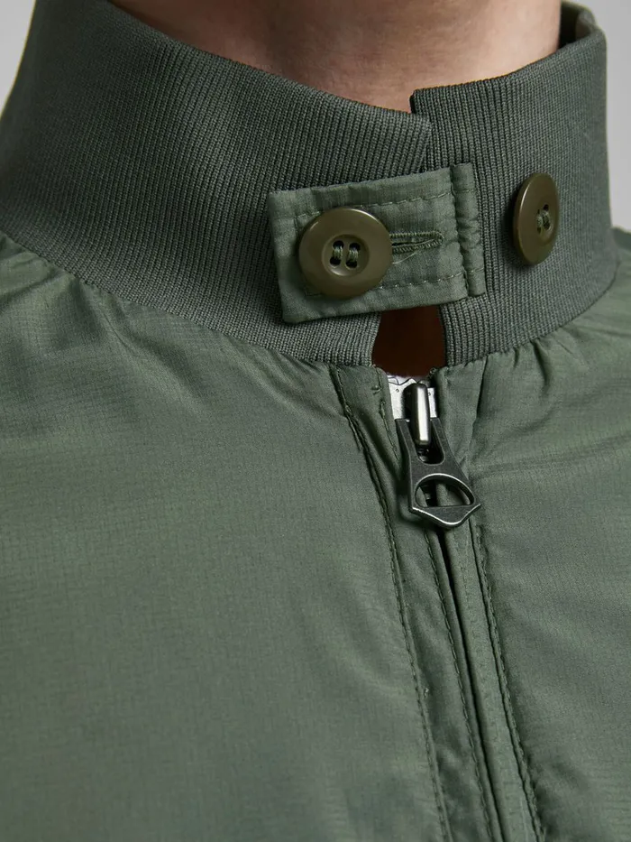 Jackets JACK and JONES Mens STAND COLLAR FLIGHT LIGHTWEIGHT JACKET Green Beetle