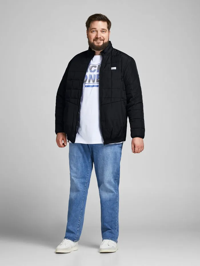 Jackets JACK and JONES Mens TWIST QUILTED PLUS SIZE JACKET Blue Black