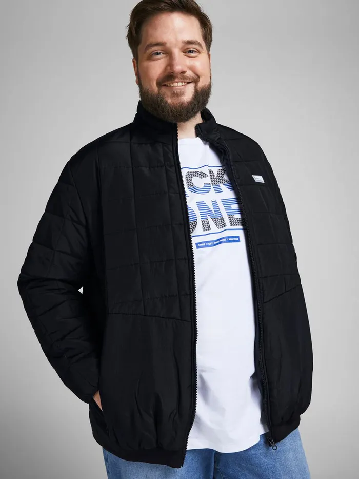 Jackets JACK and JONES Mens TWIST QUILTED PLUS SIZE JACKET Blue Black