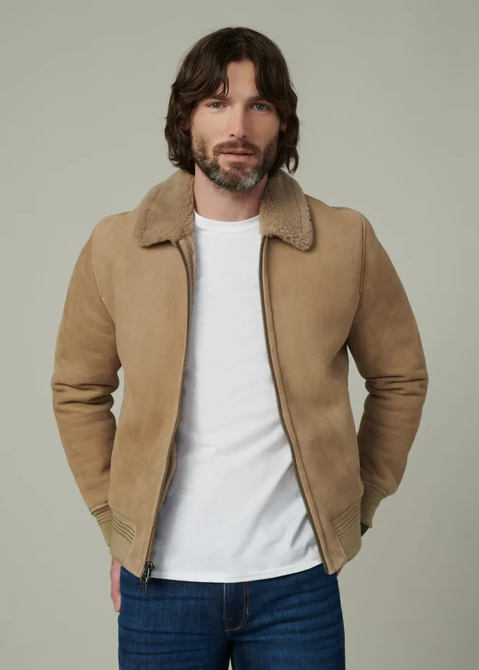 Jackets Outerwear Joe8217s Jeans Men SHEARLING FLIGHT JACKET Mushroom