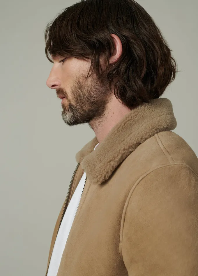 Jackets Outerwear Joe8217s Jeans Men SHEARLING FLIGHT JACKET Mushroom