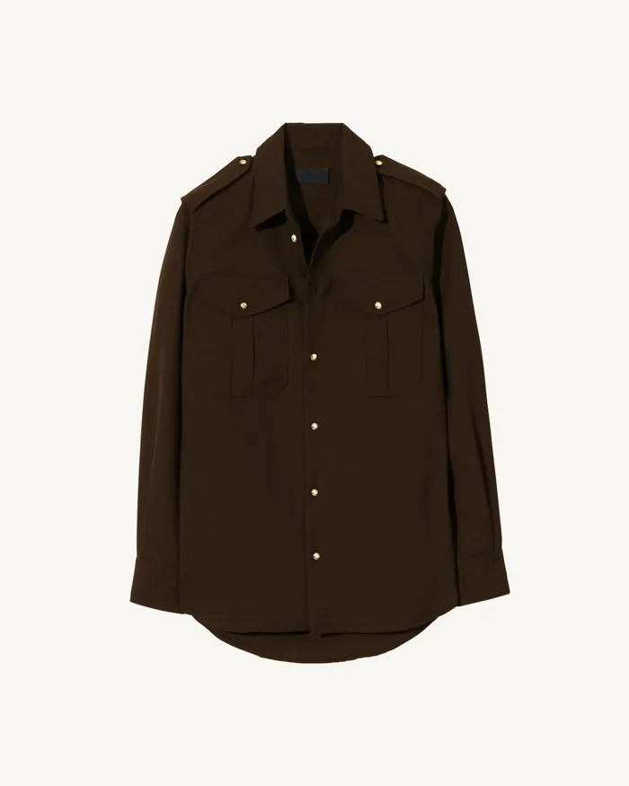 JEANETTE SHIRT Dark Brown Women Nili Lotan Tops