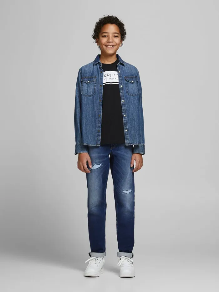 Jeans JACK and JONES Junior BOYS GLENN ORIGINAL AM 213 SLIM FIT JEANS Blue Blue Denim