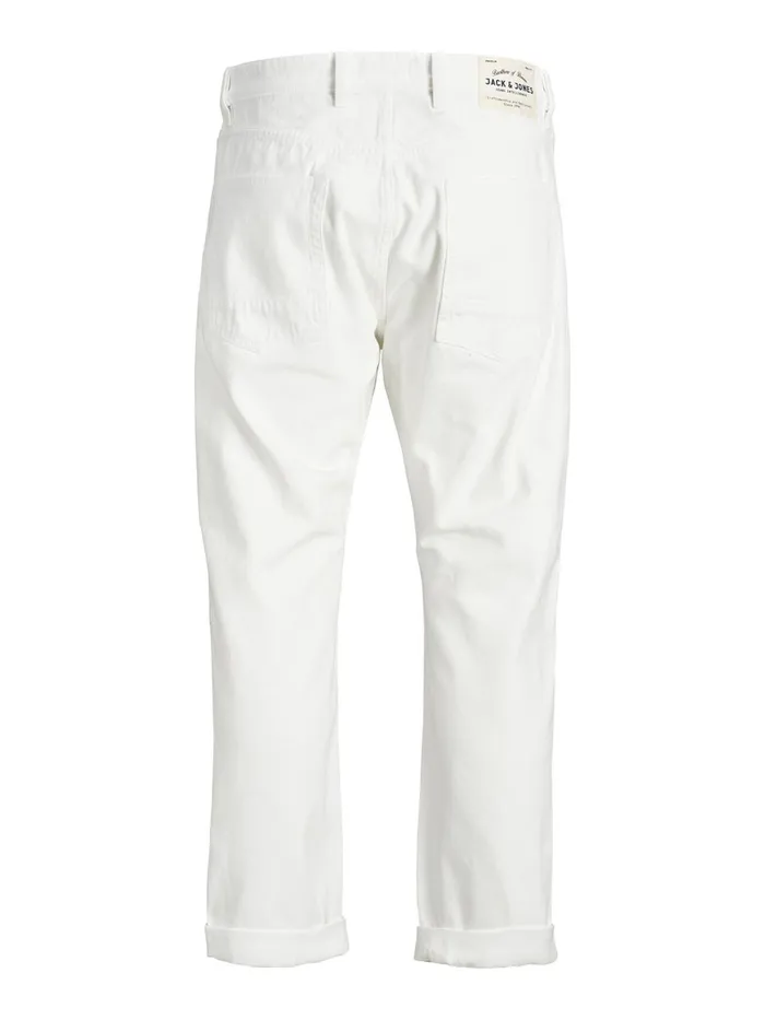 Jeans JACK and JONES Mens FRANK LEEN CJ 454 TAPERED FIT JEANS White White Denim