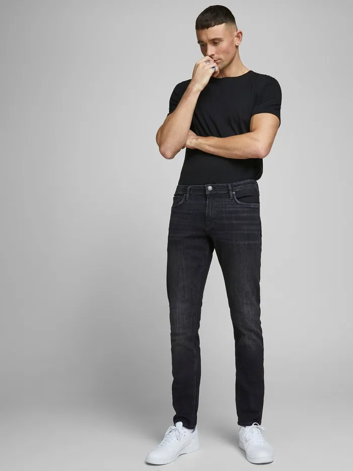 Jeans JACK and JONES Mens GLENN FELIX AM 135 50SPS SLIM FIT JEANS Black Black Denim