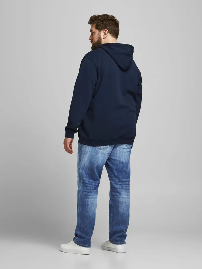 Jeans JACK and JONES Mens GLENN FOX GE 740 PLUS SIZE SLIM FIT JEANS Blue Blue Denim