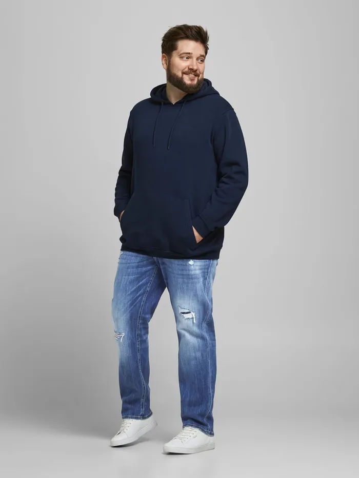 Jeans JACK and JONES Mens GLENN FOX GE 740 PLUS SIZE SLIM FIT JEANS Blue Blue Denim