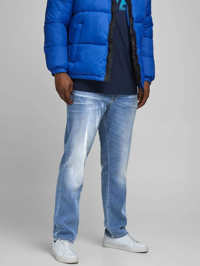 Jeans JACK and JONES Mens GLENN FOX JJ 241 PLUS SIZE SLIM FIT JEANS Blue Blue Denim Jeans JACK and JONES Mens GLENN FOX JJ 241 PLUS SIZE SLIM FIT JEANS Blue Blue Denim