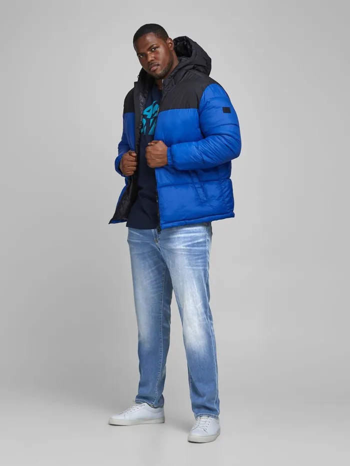 Jeans JACK and JONES Mens GLENN FOX JJ 241 PLUS SIZE SLIM FIT JEANS Blue Blue Denim
