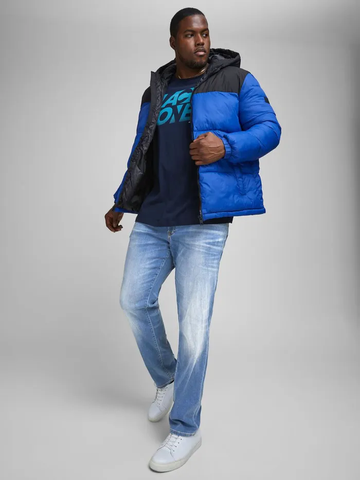 Jeans JACK and JONES Mens GLENN FOX JJ 241 PLUS SIZE SLIM FIT JEANS Blue Blue Denim