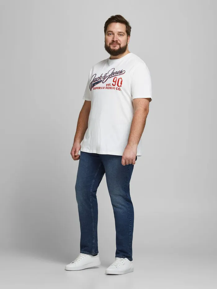 Jeans JACK and JONES Mens GLENN ORIGINAL NA 033 PLUS SIZE SLIM FIT JEANS Blue Blue Denim