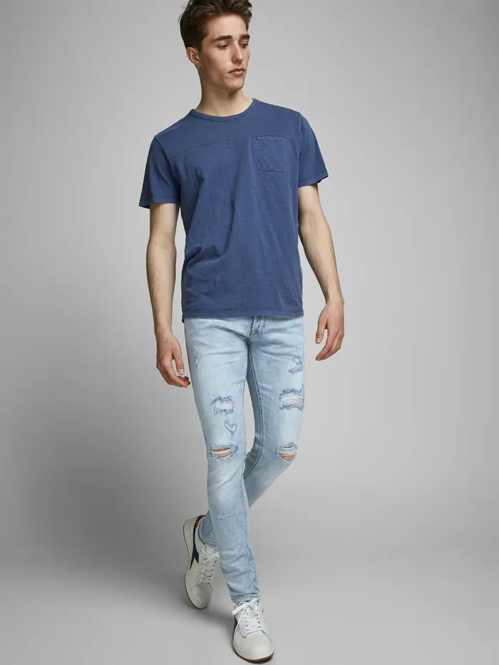 Jeans JACK and JONES Mens LIAM ORIGINAL AM 202 50SPS SKINNY FIT JEANS Blue Blue Denim