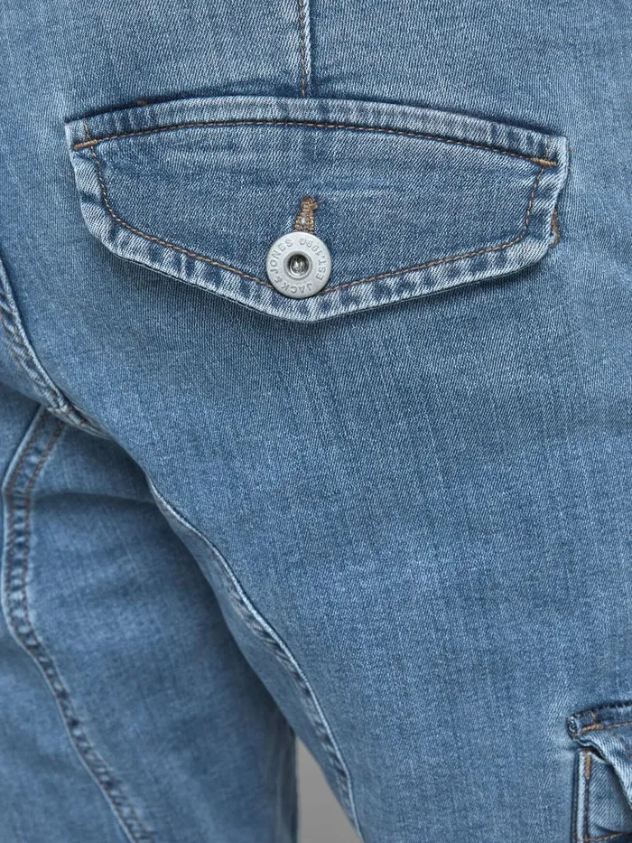 Jeans JACK and JONES Mens PAUL CARGO SLIM FIT JEANS Blue Blue Denim