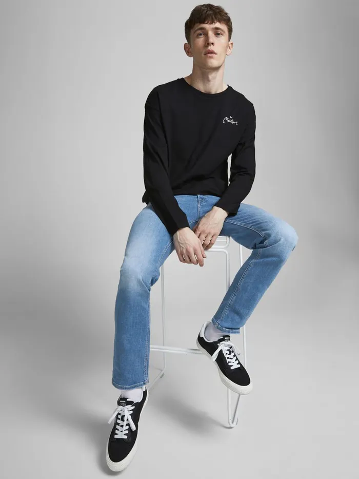 Jeans JACK and JONES Mens TIM ORIGINAL AM 786 SLIMSTRAIGHT FIT JEANS Blue Blue Denim
