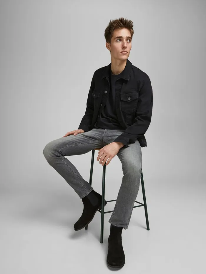 Jeans JACK and JONES Mens TIM VINTAGE AM 606 SLIMSTRAIGHT FIT JEANS Grey Grey Denim