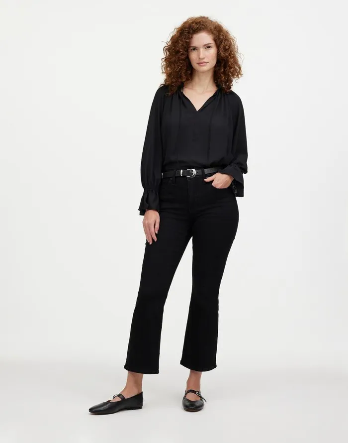 Jeans Women Madewell Curvy Kick Out Crop Jean Black Rinse Wash