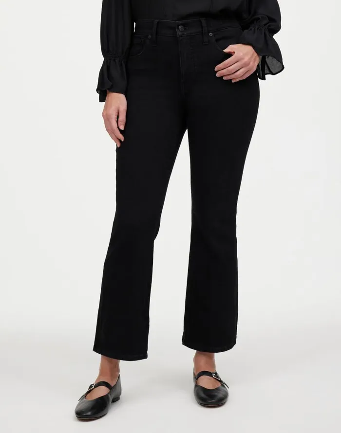 Jeans Women Madewell Curvy Kick Out Crop Jean Black Rinse Wash
