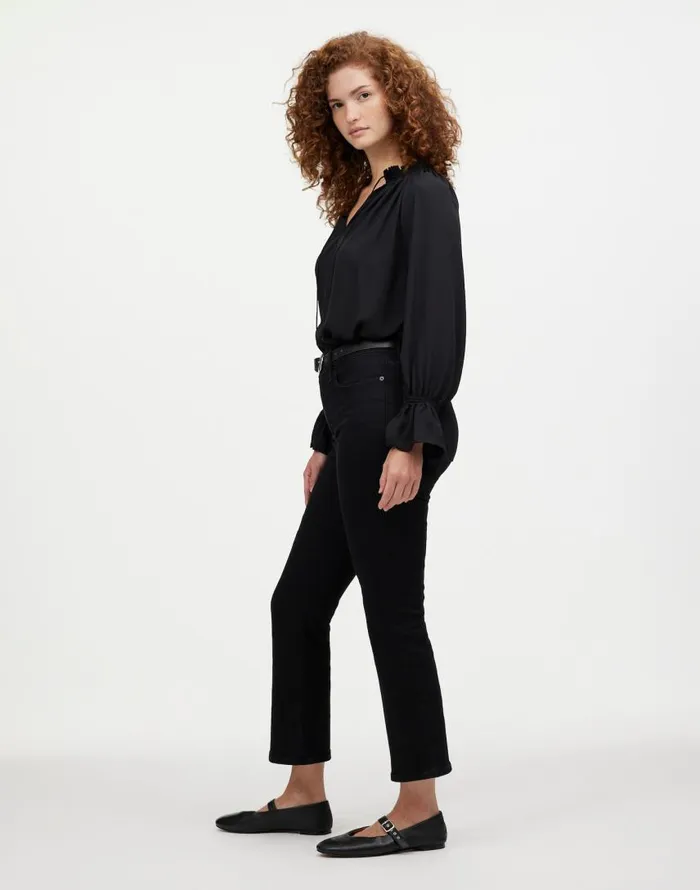 Jeans Women Madewell Curvy Kick Out Crop Jean Black Rinse Wash