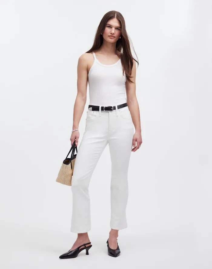 Jeans Women Madewell Kick Out Crop Jeans Pure White