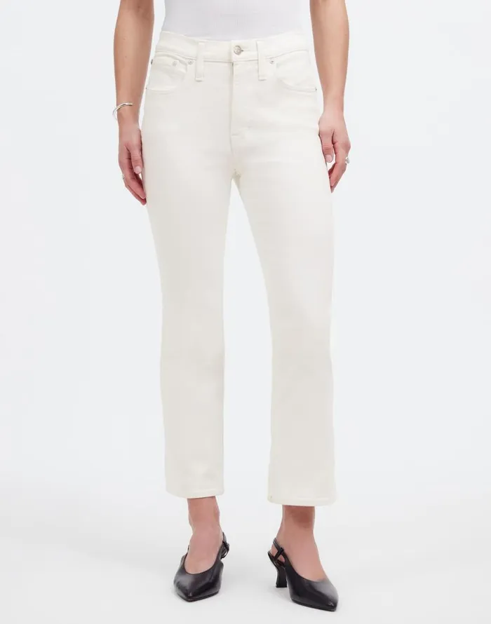 Jeans Women Madewell Kick Out Crop Jeans Pure White