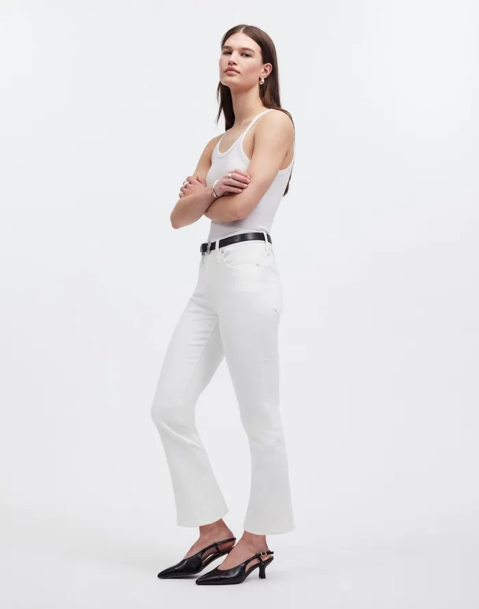 Jeans Women Madewell Kick Out Crop Jeans Pure White
