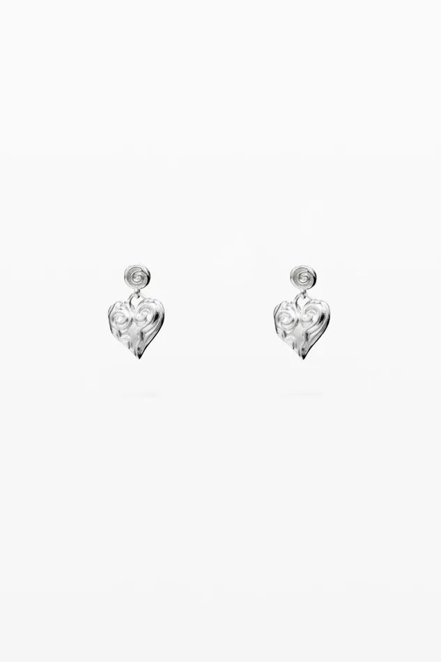 Jewelry Women Desigual Zalio Silverplated Heart Earrings Black