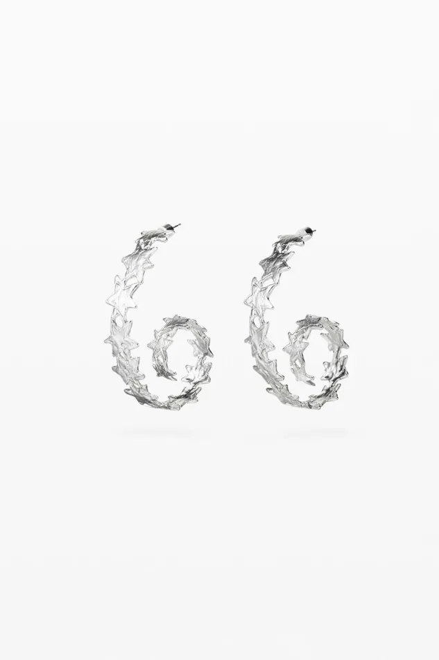 Jewelry Women Desigual Zalio Silverplated Spiral Star Earrings Black