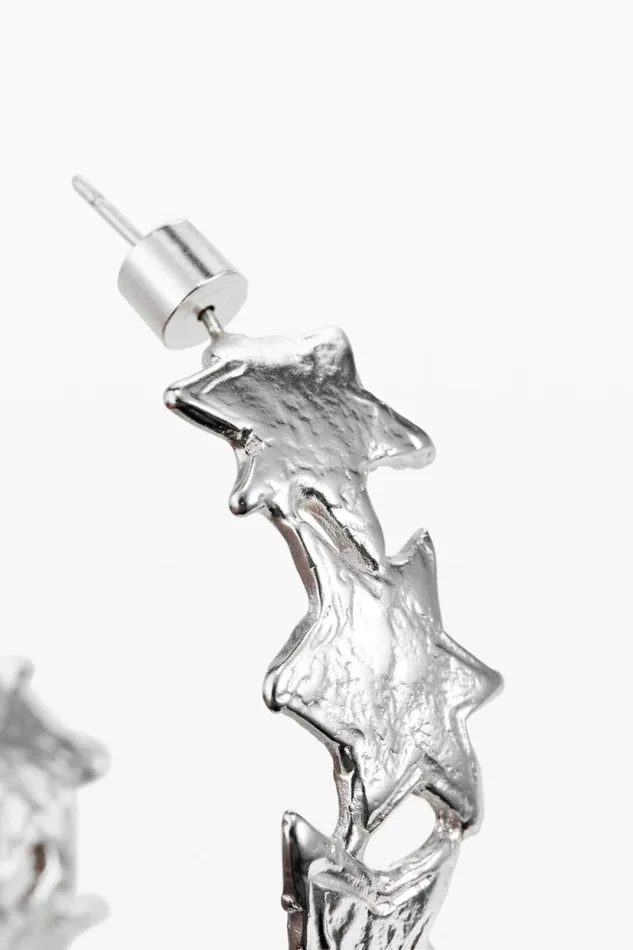 Jewelry Women Desigual Zalio Silverplated Spiral Star Earrings Black