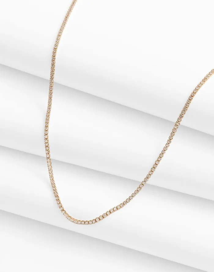 Jewelry Women Madewell DemiFine Crystal Tennis Necklace 14k Gold