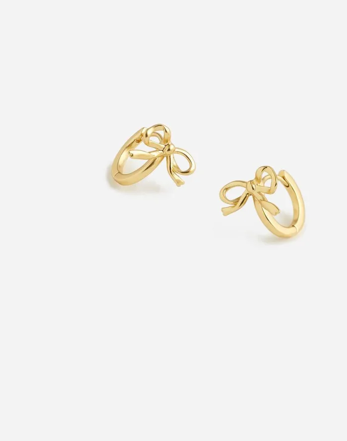 Jewelry Women Madewell Metal Bow Huggie Hoop Earrings Vintage Gold