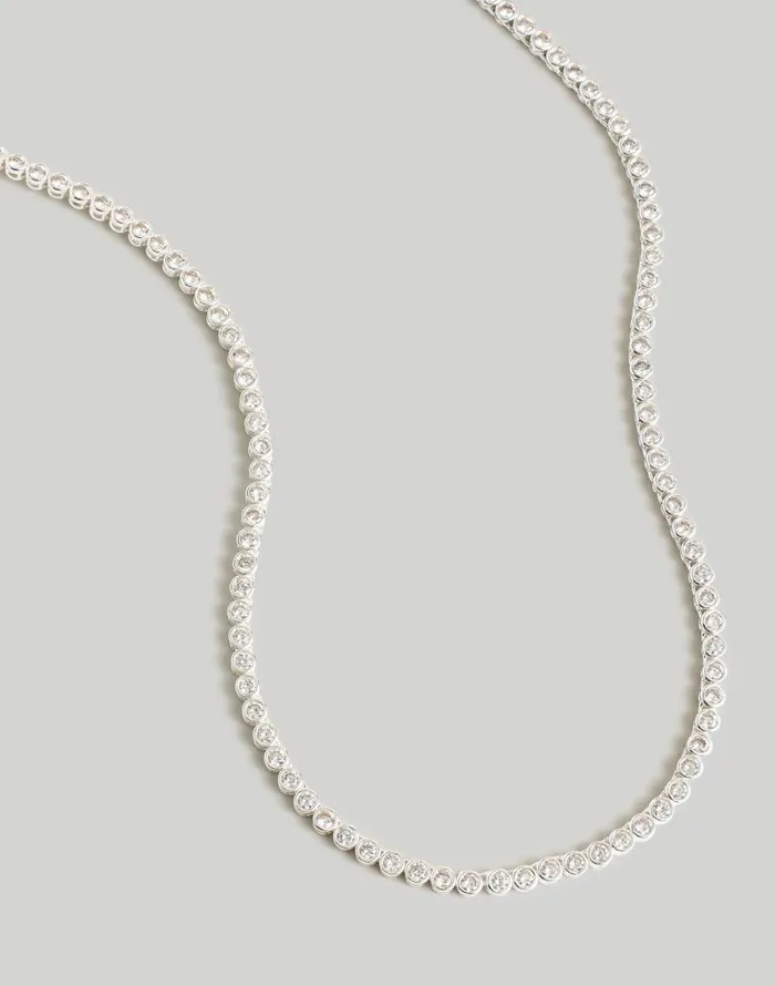 Jewelry Women Madewell The Tennis Collection Bezel Set Crystal Necklace Polished Silver