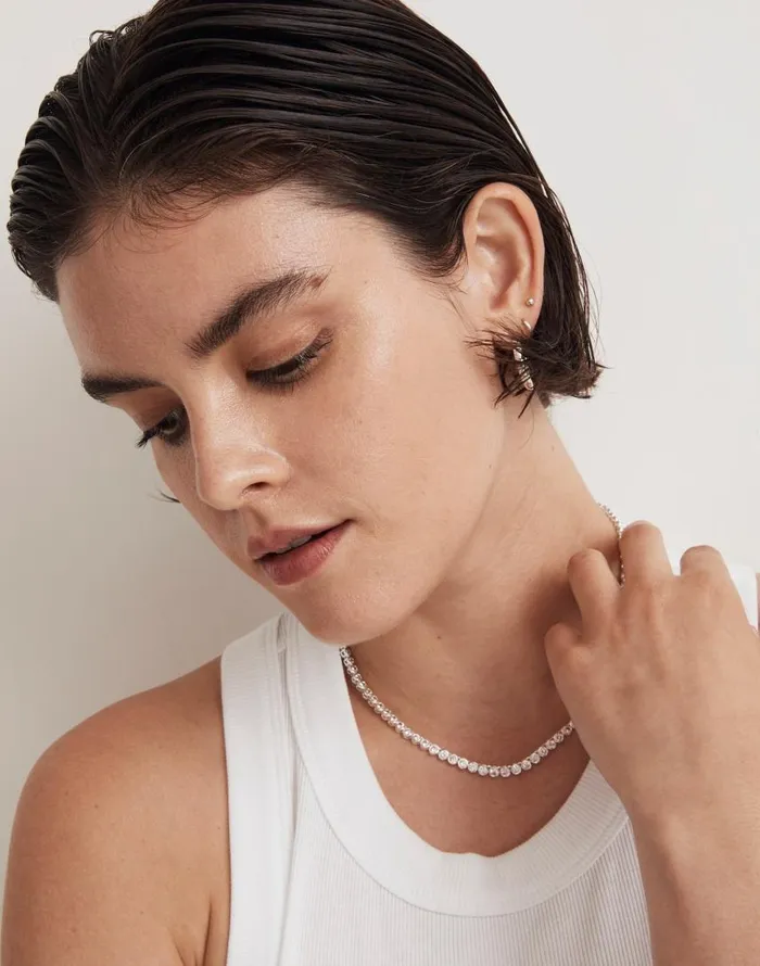 Jewelry Women Madewell The Tennis Collection Bezel Set Crystal Necklace Polished Silver