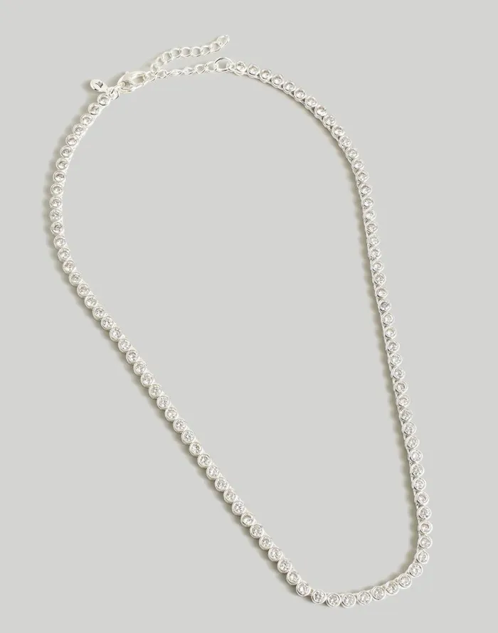 Jewelry Women Madewell The Tennis Collection Bezel Set Crystal Necklace Polished Silver