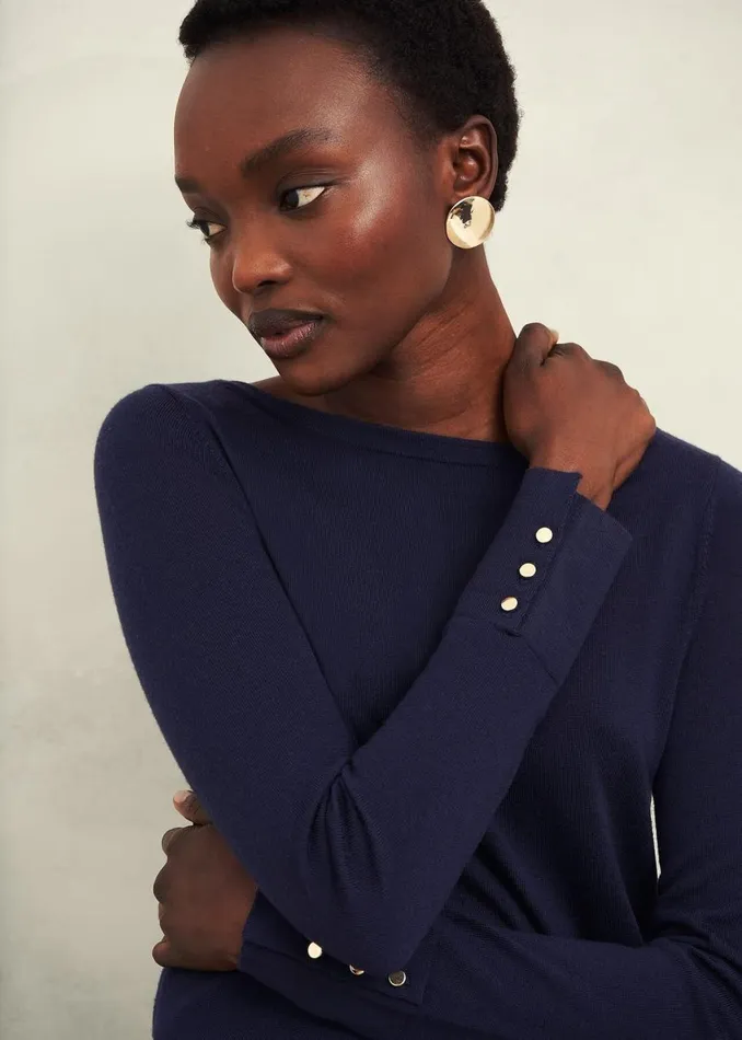 Jumpers and Cardigans Women HOBBS Perla Merino Wool Jumper Hobbs Navy