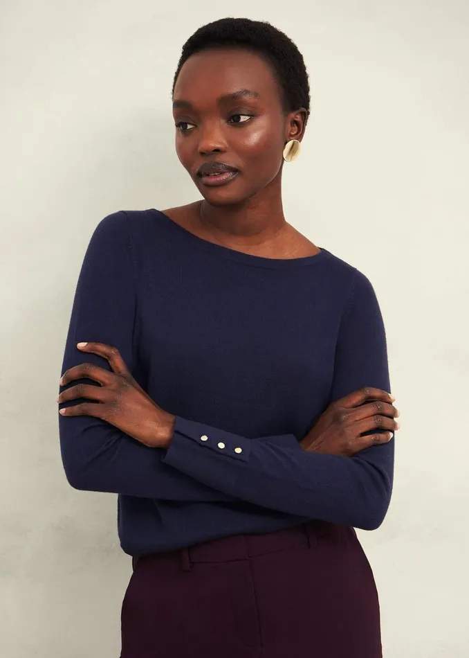 Jumpers and Cardigans Women HOBBS Perla Merino Wool Jumper Hobbs Navy