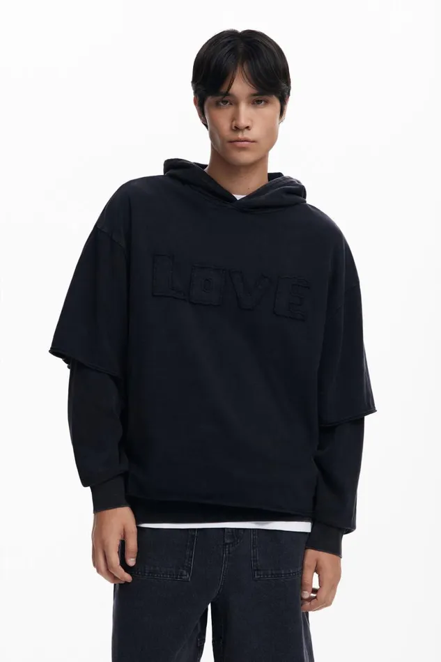 Jumpers And Sweatshirts Men Desigual Doublesleeve Sweatshirt Black